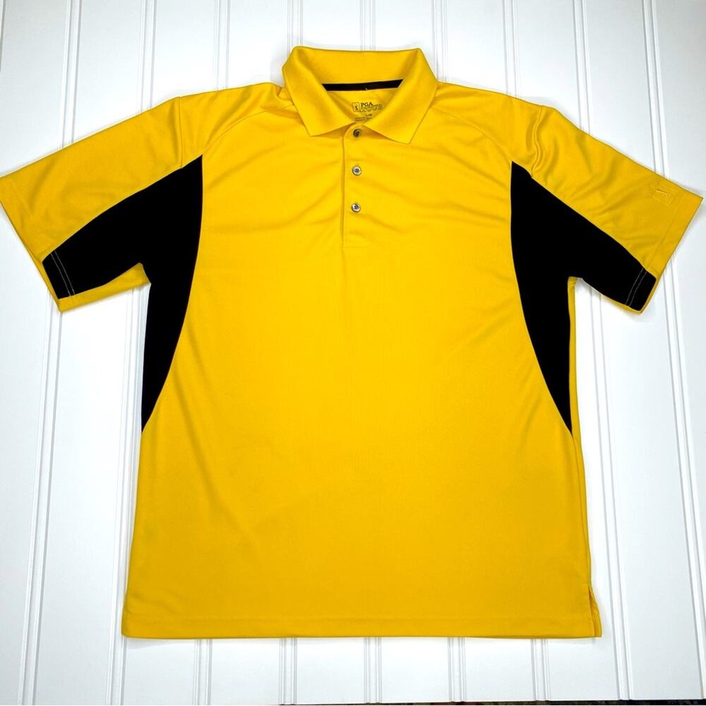 PGA Tour Polo‎ Golf Shirt / Men’s Sz L / Yellow/Black